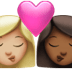 👩🏼‍❤️‍💋‍👩🏾 kiss: woman, woman, medium-light skin tone, medium-dark skin tone display on Apple